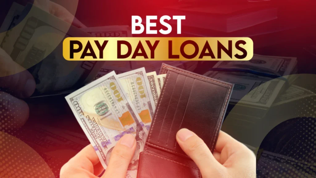 Hands holding a wallet with cash under the text ‘Best Payday Loans,’ representing payday loans in Singapore for first-time borrowers.
