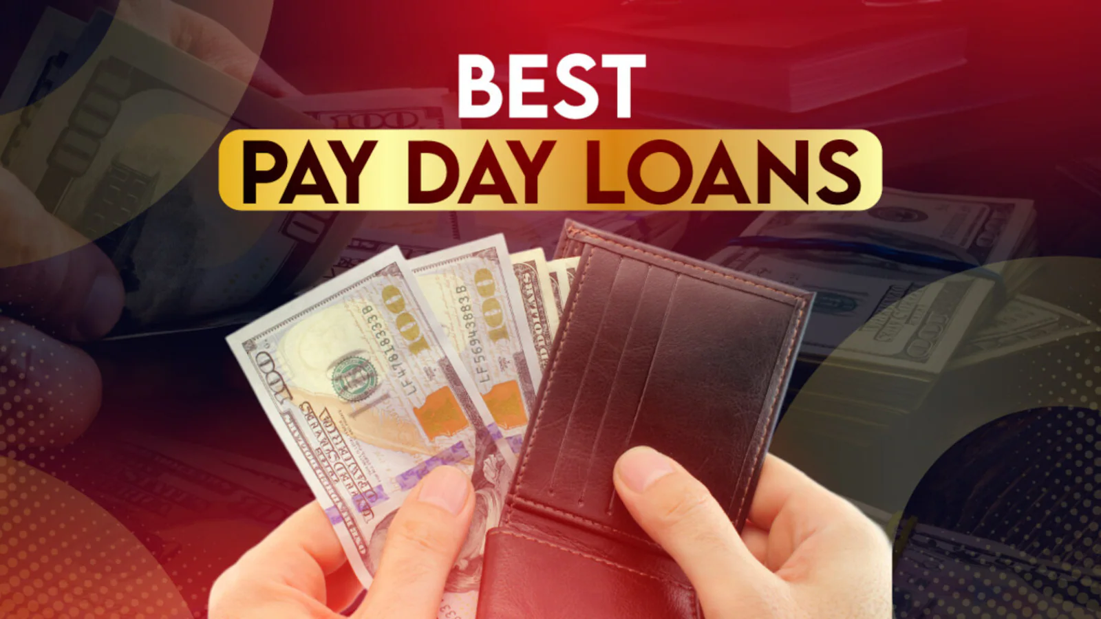 Hands holding a wallet with cash under the text ‘Best Payday Loans,’ representing payday loans in Singapore for first-time borrowers.
